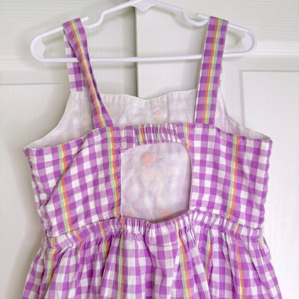 Cat & Jack Gingham Floral Embroidered Cotton Summer Mini Dress Lavender White 8 - Picture 6 of 12